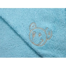 Green Bear Luxurious Bamboo Baby Cuddle Hooded Bath Towel - Naturally Hypoallergenic and Antibacterial - Turquoise Blue - Made in the UK