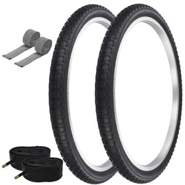 PRO+ Pair of Bicycle TIRE 24" X 1.75" Black/Black SIDEWALL COMP III Tread (2) Tires W/Tubes & Rim Strips BMX Bike P-104A