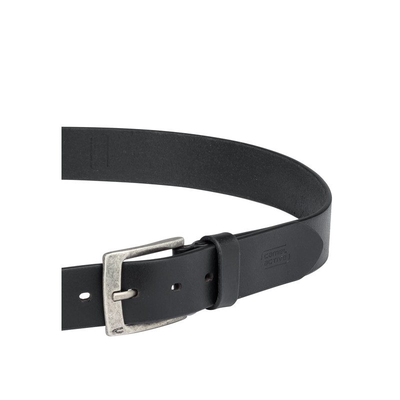 camel active Men's Basic Leather Belt, black