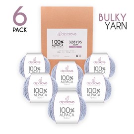 ALPALOVE Bulky Set (6 x 1.75 oz) Super Soft Baby Alpaca Knitting Yarn Glacier 328 Yards
