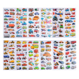 Bojueshaw 12 Sheet 3D Vehicle Stickers for Kids,Puffy Car,Truck & Transport Stickers,Waterproof DIY Decals for Scrapbooks,Crafts & Party Favors