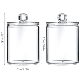 Hwtcjx 2 PCS Cotton Bud Holder, Bathroom Jars, Cotton Pad Holder with Lids, for Cotton Ball Swab Pad, Made of PS Material, Dust-proof and Moisture-proof, for Living Room, Bedroom, Study Room, Bathroom