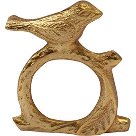ITOS365 Handmade Songbird Bird on Tree Branch - Aluminium Metal Napkin Rings Set of 6 Holder for Dinning Table Parties Everyday (Pack of 6)