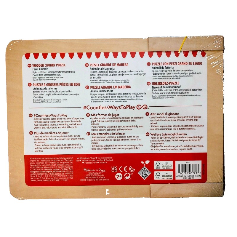 Melissa And Doug 8-Piece Chunky Wood Puzzle - Farm Animals