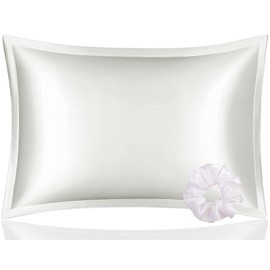 DISANGNI 100% Mulberry Silk Pillowcase，for hair and skin, envelope type, silk pillowcase one side，real silk pillowcase (1 Pack Queen Size 20"x30", White)