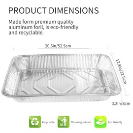 LUCKMETA Aluminum Foil Pans Heavy-Duty Baking Pans -21 x 13 Full Size (20 Pack) Rectangular Catering Dishes -Disposable Food Containers Great for Baking, Cooking, Heating, BBQ, Storing, Prepping Food