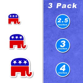 Republican Elephant Sticker Political Stickers - 3 Pack - Set of 2.5, 3 and 4 Inch Laptop Stickers - for Laptop, Phone, Water Bottle (3 Pack) S214522