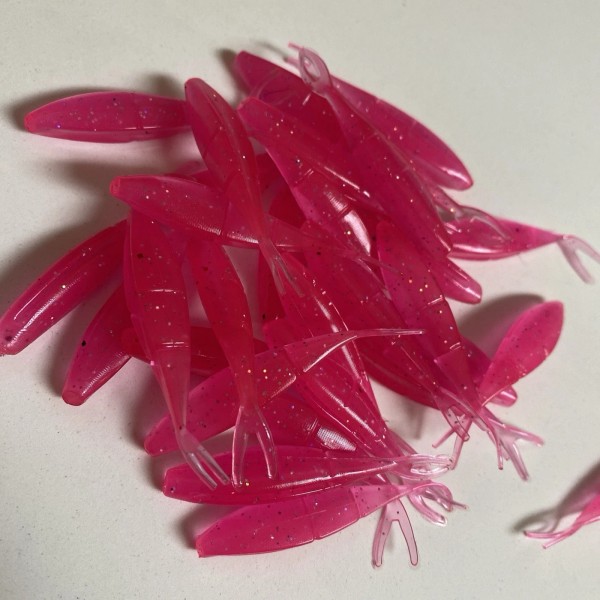 thesportsmaster23 2” crappie panfish flukes PINK with multicolored flakes- 30