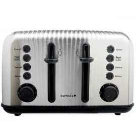BUYDEEM 4-Slice Toaster, Retro Stainless Steel, Extra Wide Slots  Bagel & Muffin