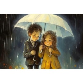 Rompecabezas para adultos, 200 piezas para niños, paraguas, formación de días lluviosos de madera, respetuoso con el medio ambiente, ilustraciones