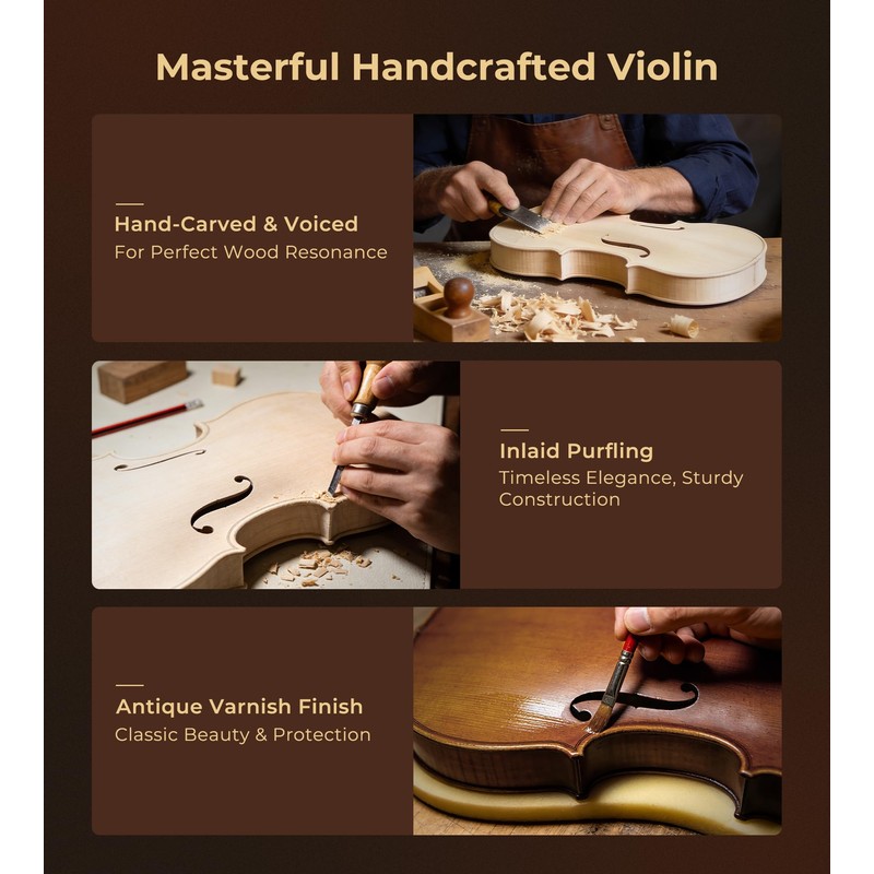 Vangoa 4/4 Full Size Acoustic Violin, Violin kits for Students
