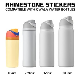 JUNIQUTE 4 PCS Use for Owala Water Bottle 16oz 24oz 32oz 40oz Accessories,Juni QUTE, Bling Rhinestone Letter Charms and Stickers Cherry Designs for Owala (C)