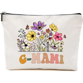 G-Mami Wildflowers Gifts For Mother's Day Makeup Bags - G-Mami Flower Gift Bags - Mom Birthday Gifts - Travel Cosmetic Bag For Birthday