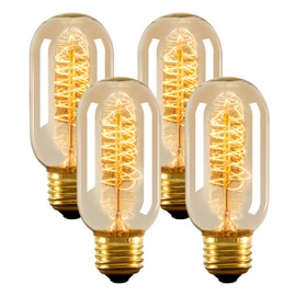 NUODIFAN Edison Bulbs,4-Pack Vingtage Filament Light Bulb,T45 2700K Warm Light 40 Watt,110V-130V E26/E27 Base Dimmable Decorative Antique Screw Light Bulbs for Home Lighting Fixtures