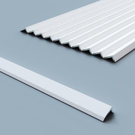 CRYSFLOA 10 PCS Peel and Stick Aluminum Tile Trim 12 inch Decorative Kitchen Backsplash Metal Trim Edge Self Adhesive Tile Liner White Tile Trim for Backsplash 12’’x0.4’’ Pack of 10