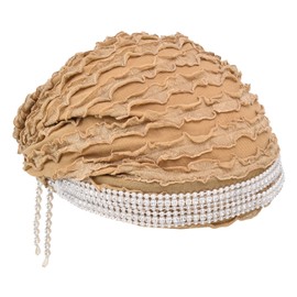 Head Wrap Fashionable Breathable Pearl Embellished Tassel Headband for Women Daily Decorations Muslim ProductsLight Brown