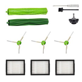 Replacement Parts accessory for iRobot Roomba i3 i3+ i4 i4+ i6 i6+ i7 i7+ i8 i8+/Plus E5 E6 E7 I&E Series Vacuum,1 Pcs Rubber Brush & 1 Pcs Front Caster Wheel & 3 Pcs Filters & 3 Side Brushes