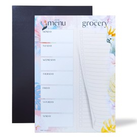 Belegao Weekly Meal Planner and Shopping List Pad 60 Sheets, Undated Tearable Magnetic To Do List Notepad Flower Pattern for Fridge Organize Daily Menu Food Planning (7.87 x 3.14inch)