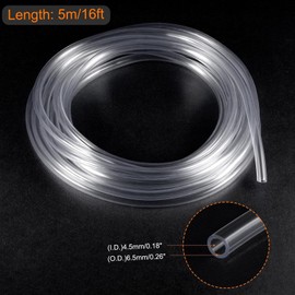 TOP-VIGOR 4.5mm ID 6.5mm OD PVC Clear Vinyl Tubing, 5M Length Food Grade Flexible Water Pipe, Plastic Tube for Transfer Water, Oil, Air, Powders & Fine Granules