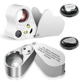 JUOIFIP 2 Pack Juwelier Lupe mit Licht, 30X 40X 60X Beleuchtete Juwelierlupen, Faltbare Schmucklupen mit Hellem LED Licht Vergrößerungsglas für Edelsteine, Schmuck, Münzen, Briefmarken