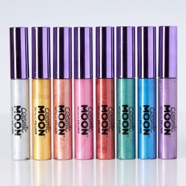 Cosmic Moon - Metallic Eyeliner - 10ml - For fascinating metallic eye styles - Set of 8 colours - Contains: Silver, Gold, Rose Gold, Pink, Red, Green, Blue, Purple