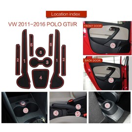 Cup Holder Mats and Inserts for the Polo (2011-2016) - Custom Interior Fit Anti-Dust Mat, Car Non Slip Mat Accessories Bundle, Black