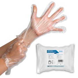 100 ARNOMED PE Disposable Gloves, Men's Disposable Gloves in Bag, Household Gloves for Food, Transparent, Protective Gloves for Hair Dyeing, Thin Gloves, Diesel Gloves