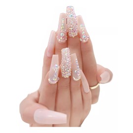 China Uñas Postizas Decoradas Boda Fiesta Largas Cristal Brillante