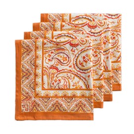Maison d' Hermine Napkins 100% Cotton Set of 4 Decorative Cloth Napkin Washable Dinner Napkins for Gifts, Holiday, Dinner & Dining, Palatial Paisley - Thanksgiving/Christmas (20”x20”)