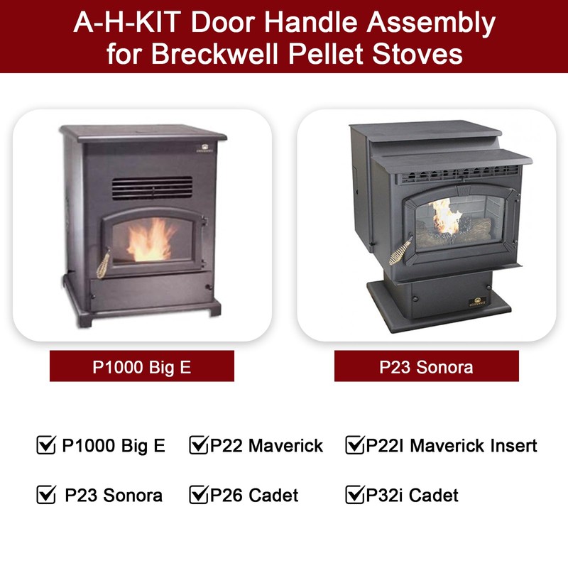 Hiorucet A-H-KIT Door Handle Assembly Compatible with Breckwell Pellet Stoves