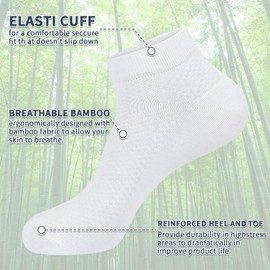 KOOOGEAR Bamboo Socks,5 Pairs Low Cut Ankle Socks for Men Women,No Show Non Slip Comfortable Breathable Casual Socks with Smooth Toe Seams Size 4-12