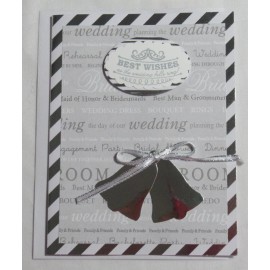 "Handmade" Stampin Up! Handmade card White Silver Wedding Best Wishes Bells Foil w/envelope