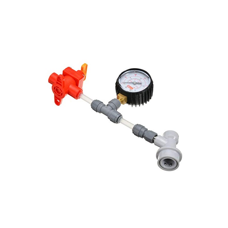 Bend Valve with Pressure Gauge, Plug-In Coupling and Pressure Regulator