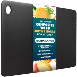 Dishwasher Safe Cutting Boards for Kitchen - Extra Large Composite Wood Cutting Boards - Thin, BPA Free & Eco-Friendly Chopping Board (18 x 12 Inch, Slate Black)