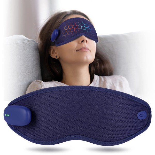 ColorfulLaVie Heated Vibration Eye Mask, Eye Massager to Relieve Eye Fatigue, Cordless Compress Heating Pad, Warm Therapeutic Treatment for Puffy Eyes, Blepharitis, Chalazion, Eye Fatigue or MGD