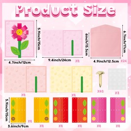 WATINC Valentine's Day Spring 3D Flower Greeting Card Kits, 24 Pack DIY Flower Craft Thanks Cards with Envelopes, Graduate Gifts Thankful Project Fun Home School Classroom Activities for Kids Ladies