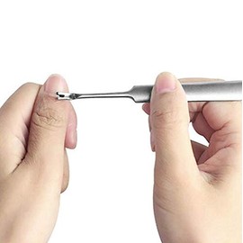 LASSUM 1 Pcs Nail Art Manicure Tool Stainless Steel Cuticle Trimmer Remover Pusher Dead Skin Callus Removal Fork