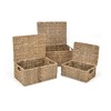 Trademark Innovations Rectangular Seagrass Baskets Lids (Set of 3), Brown