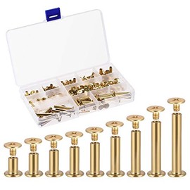 uxcell 9 Sizes Phillips Screw Post Fit for 3/16"(5mm) Hole Dia, Male M4x5mm Binding Bolts Leather Album Fastener Kit Gold Tone 90 Sets