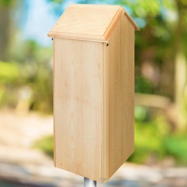 Bat Tower Beacon 4-Chamber Outdoor Bat House – Pole-Mounted Pine Bat Shelter Holds 50 Bats, Rough Interior for Climbing, Observation Door, Insect Control Solution, Handcrafted in USA by Coveside