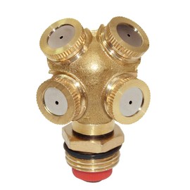 beduan Sprinkler Mister Head 1/2" NPT Brass 4 Holes Garden Hose Sprinkles Irrigation Connect Fitting with Adapter and Filter Mesh