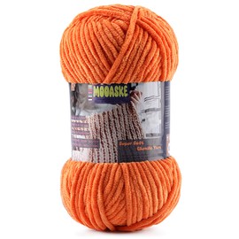 Hilo de manta para bebé para ganchillo – Hilo de felpilla suave de terciopelo para tejer Amigurumi haciendo bufandas, muñecas, 100 g/3.5 oz 131 yardas de grosor (1, naranja)
