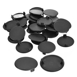 QUARKZMAN 30 Pieces Hinge Hole Covers 40mm (1 9/16") Diameter Plastic Concealed Hole Cover Caps Round Flush Fit Furniture Cabinet Black
