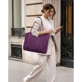 LOVEVOOK Tote Bag For Women, Large Work Tote Laptop Bag, Quilted Computer Shoulder Bags with Zipper for Travel Teacher Nurse