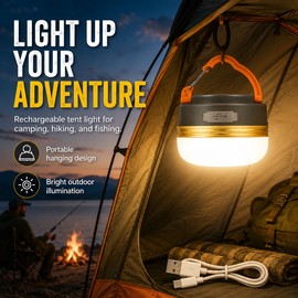 Rechargeable Camping Lantern for Outdoor Use – 4-Mode LED Tent Light with Hook, Magnetic Base & Emergency Phone Charging