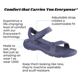totes Men's Everywear Adjustable Riley Sport Sandal, Navy Blue, 11