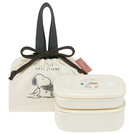 Skater KSLGD2-A Snoopy Badge Storage Container, 9.5 fl oz (280 ml), 13.5 fl oz (400 ml), Drawstring Included, Set of 3