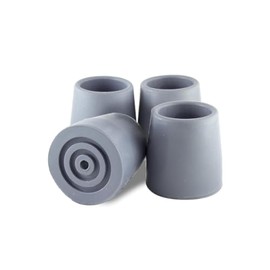 Essential Medical Supply Cane Tips - Replacement Pack of 4, Non-Skid Rubber Tips for Walking Canes, Designed to Fit 1 1/8" Wide Tubing with Metal Washer Insert, Grey Color