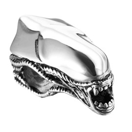 OAKKY Men's 316l Stainless Steel Individual Hyperbolic Alien Head Pendant Necklace Silver