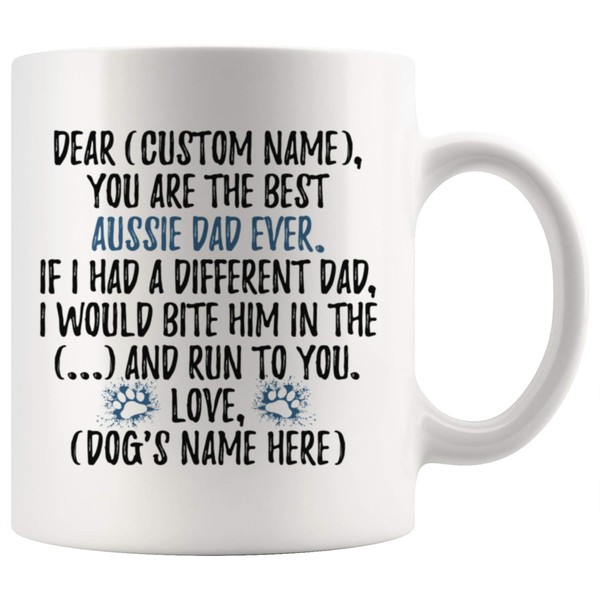 freedomlook Personalized Australian Shepherd Dog Dad Mug, Aussie Dog Mens,